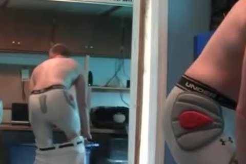 slutty dong stroking in football gear