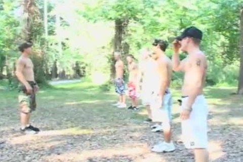 Two Country legal age teenagers Wrestle in nature's garb Then engulf Each Other