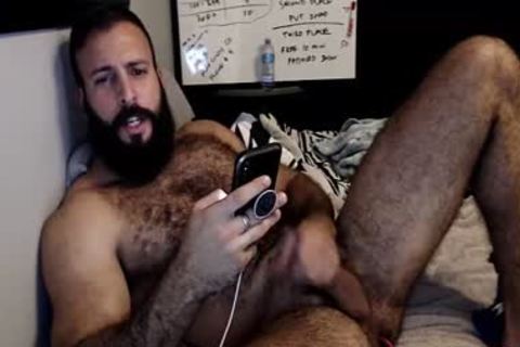 old Bear man jerking his penis