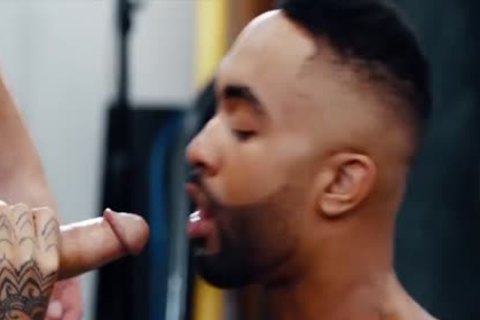 Darksome Gymrat Deepthroats Some Pumped Up Large White rod