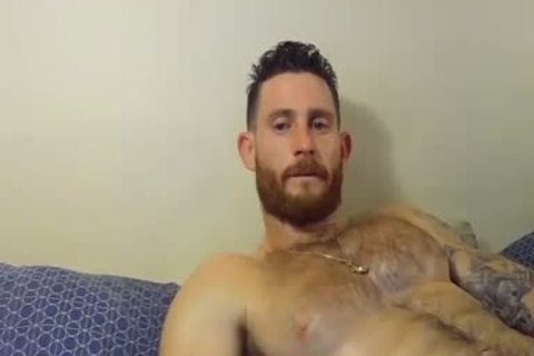 handsome And brawny guy Caressing His Hard knob