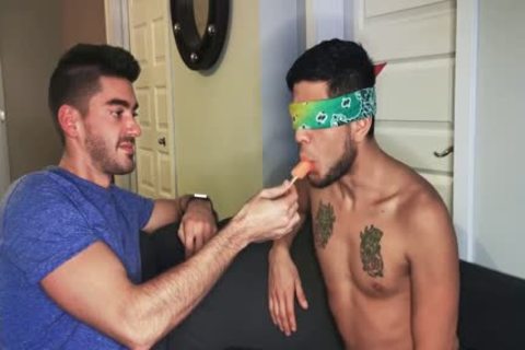 Blindfolded Roommate acquires rod To Distract Him